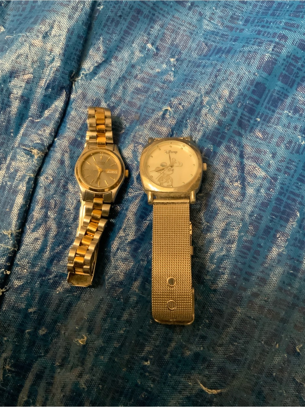 Bundle- Disney Mickey Mouse Watch Mesh Band & Vintage Citizen CQ Women two tone